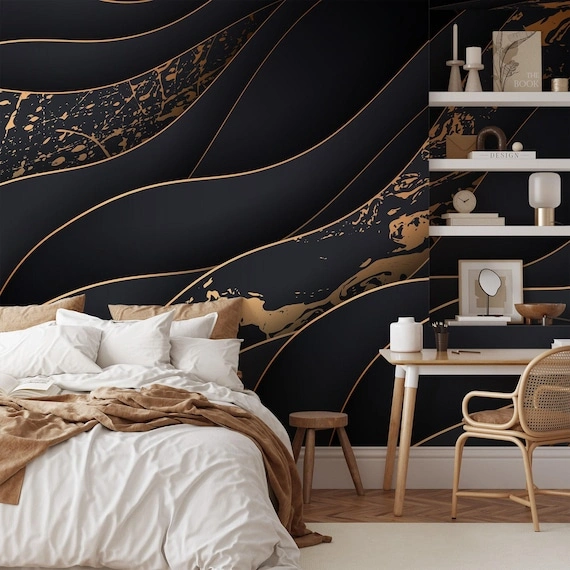 Luxury bathroom wallpaper installation near Chicago